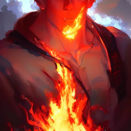 Image similar to a man made of flames krenz cushart