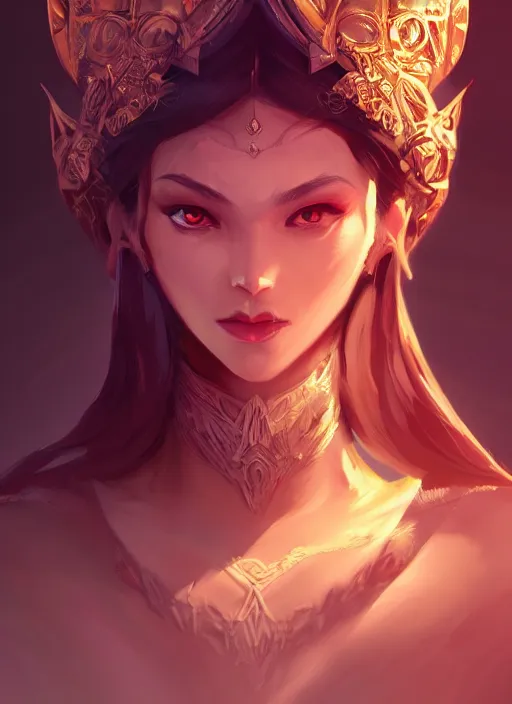 Image similar to a highly detailed illustration of makima, intricate, elegant, highly detailed, centered, digital painting, artstation, concept art, smooth, sharp focus, league of legends concept art, wlop.