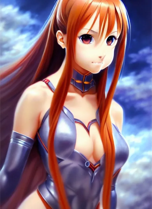 Image similar to portrait of cute young asuna from sao, painted by stanley artgerm, boris vallejo, fantasy art, sleek curves, sharp focus, trending on artstation hq, deviantart