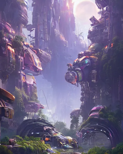 Image similar to magical beaver cyborg in futuristic metropolis, giant trees, clean streets, inspired by horizon zero dawn, trending on artstation, art by richard dumont, leon tukker