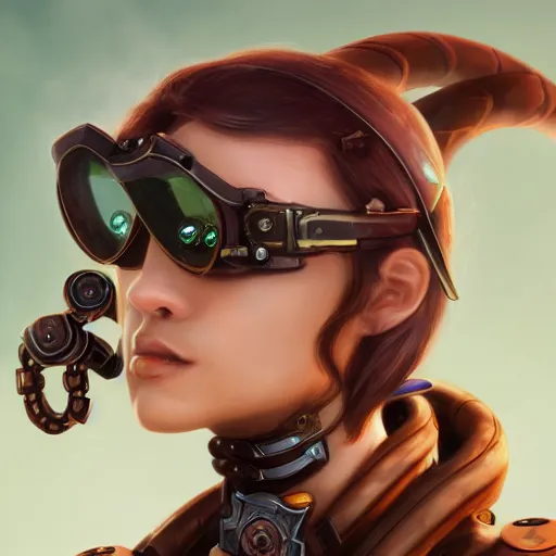 Prompt: a profile picture of a viper snake with steampunk googles, by ROSS tran, 4k