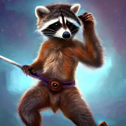 Prompt: epic professional digital airbrushed portrait art of a cute baby raccoon dressed as a barbarian,, best on artstation, cgsociety, wlop, Behance, pixiv, cosmic, epic, stunning, gorgeous,, masterpiece by Dorian Cleavanger and Stanley Lau,