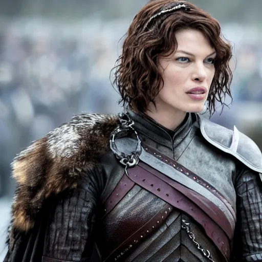 Prompt: mila jovovich in game of thrones, an film scene