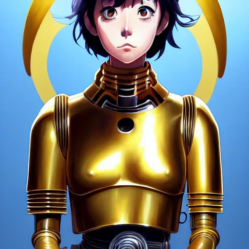 Image similar to c - 3 po, portrait shinkai makoto studio ghibli studio key hideaki anno sakimichan stanley artgerm lau rossdraws james jean marc simonetti elegant highly detailed digital painting artstation pixiv