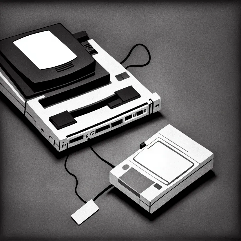 Prompt: a hyperrealistic clope up detailed photo of a floppy disk, retro, 8 0 s, vintage, game consoles
