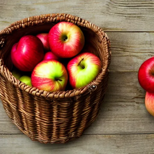 Image similar to photograph of a basket full of apples, toothbrush and garlic