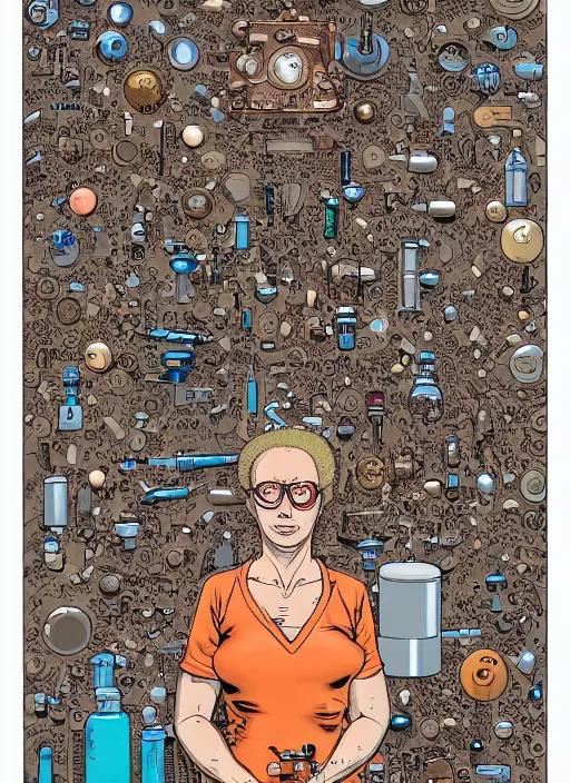 Image similar to portrait of a woman with biotech parts by Geof Darrow, 35mm focal length, hyper detailled, 4K