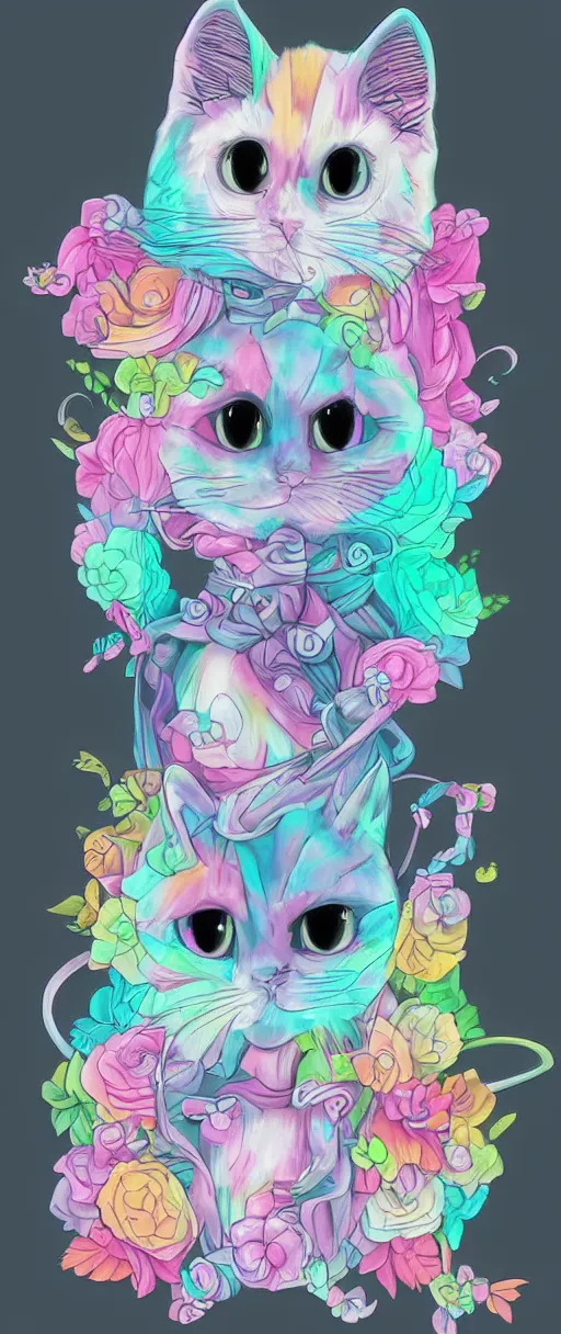 Prompt: kawaii pastel skeleton cat, digital art, pastel, colorful,