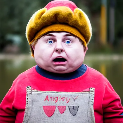 Image similar to angry Eric Cartman as a real life human, XF IQ4, f/1.4, ISO 200, 1/160s, 8K, RAW, unedited, symmetrical balance, in-frame