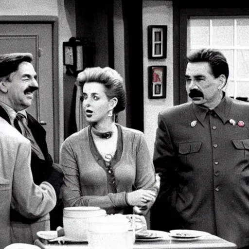 Image similar to A still of Stalin in the 1990s sitcom Friends