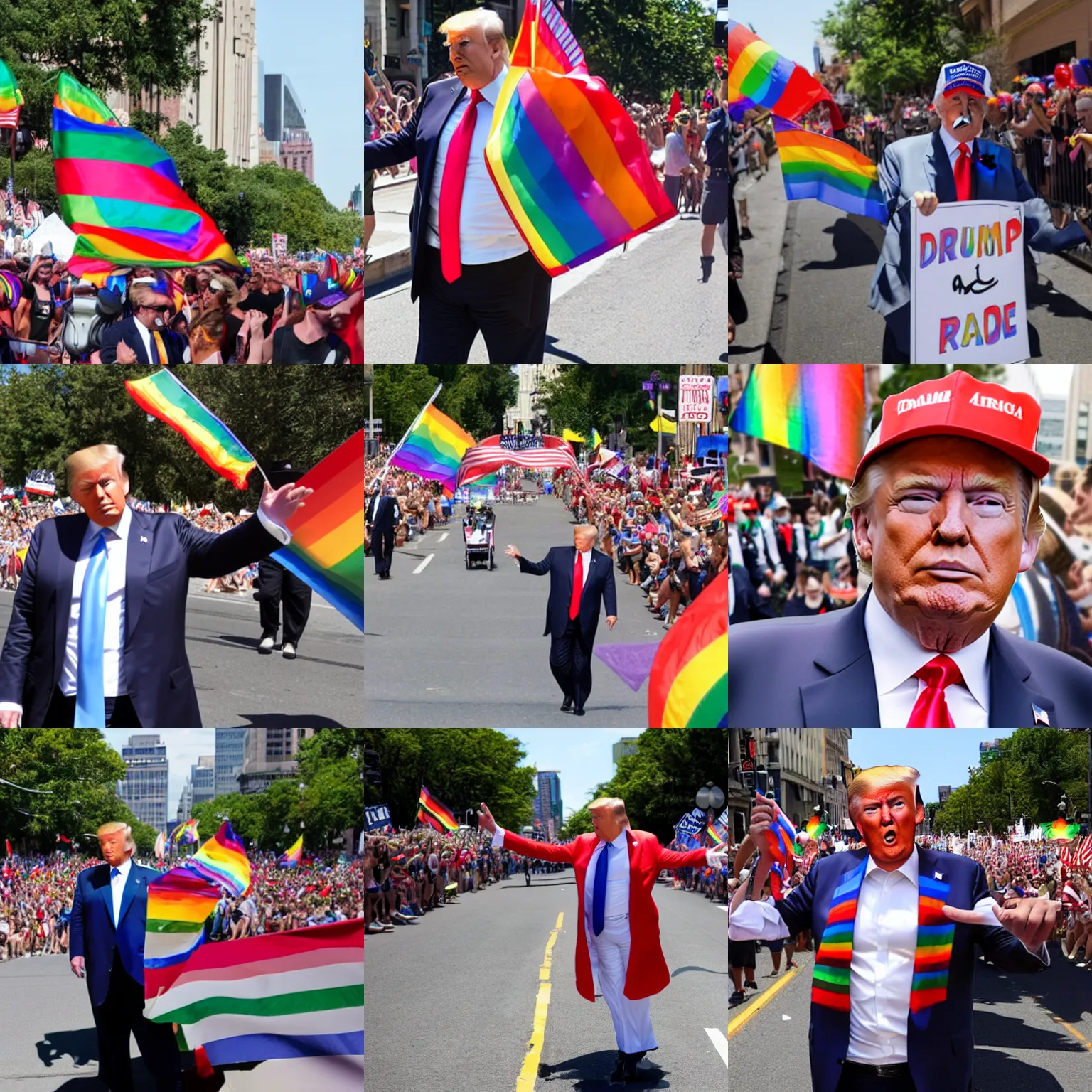 Prompt: donald trump at a gay pride parade