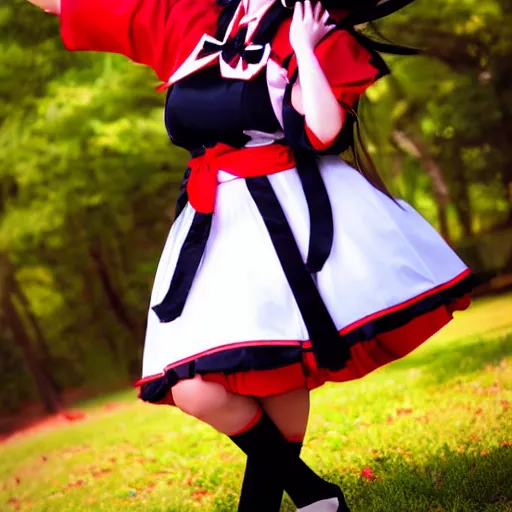 Image similar to hakurei reimu from touhou project cosplay, photography, 9 0 s