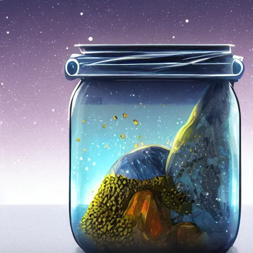 Prompt: the universe in a jar , artstation