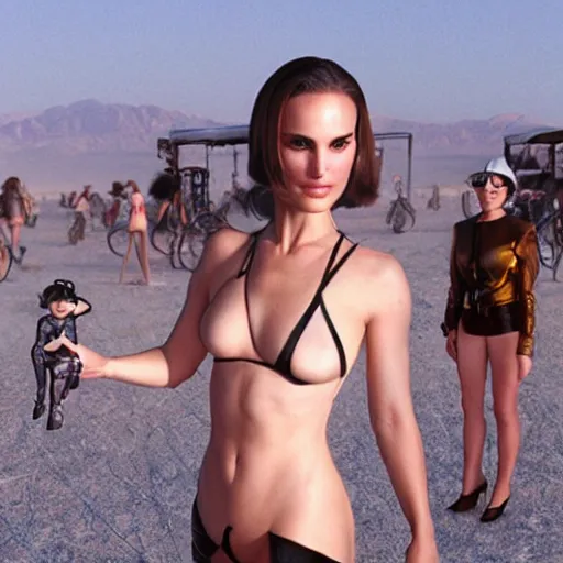 Image similar to natalie portman at burning man, plastic, toy, hajime sorayama style