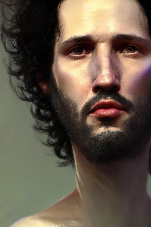 Prompt: ultra detailed close up facial portrait of bret mckenzie, extremely detailed digital painting, in the style of fenghua zhong and ruan jia and jeremy lipking and peter mohrbacher, mystical colors, rim light, beautiful lighting, 8 k, stunning scene, raytracing, octane, trending on artstation