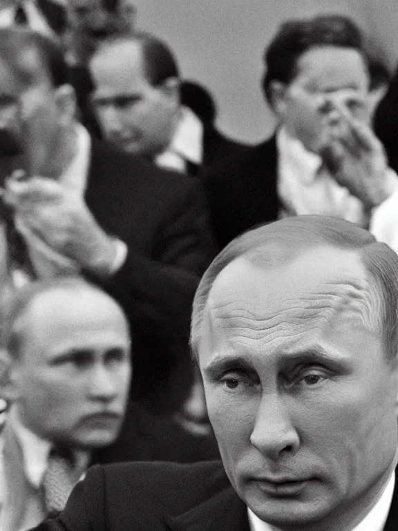 Prompt: Vladimir putin and atomic war. bleak.