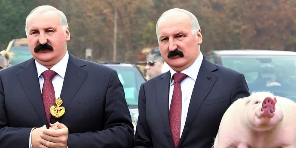 Image similar to alexander lukashenko with pig nose