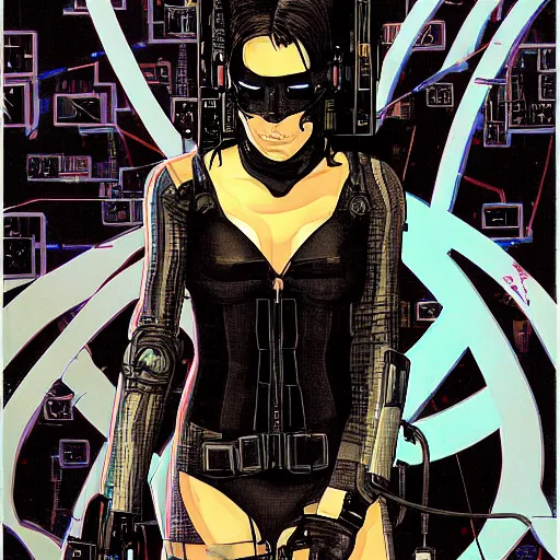 Image similar to cyber noir cyberpunk hacker by david mack