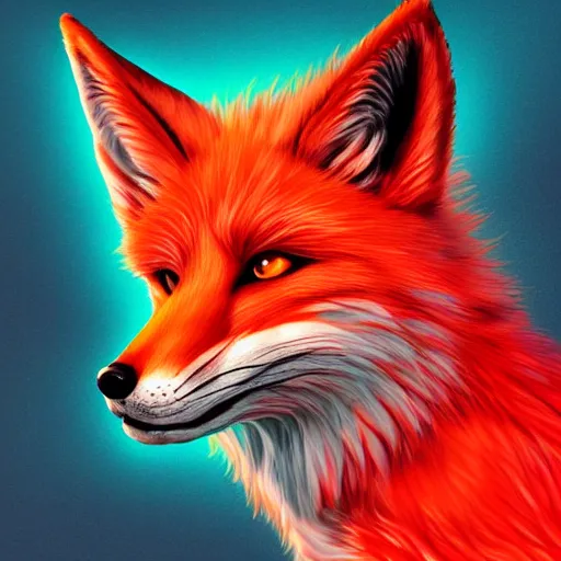 Prompt: digital fox, so red, retrowave palette, digital world, highly detailed, electric breeze, anatomically correct vulpine, synth feel, fluffy face, ear floof, flowing fur, super realism, accurate animal imagery, 4 k digital art