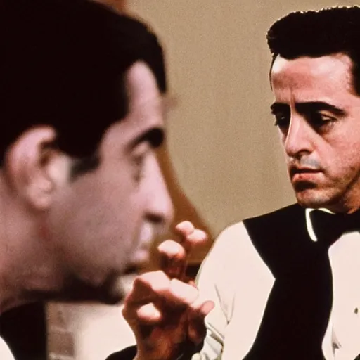 Prompt: still of xavi hernandez as michael corleone in the godfather