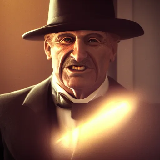 Prompt: A Portrait of happy Godfather Death, photorealistic, highly detailed, cinematic lighting, volumetric lighting