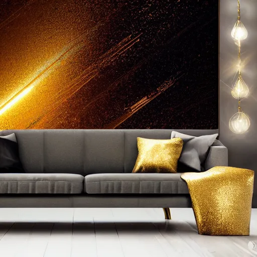 Image similar to chaotic cinematic space rift, dark, gold shine, bright, night