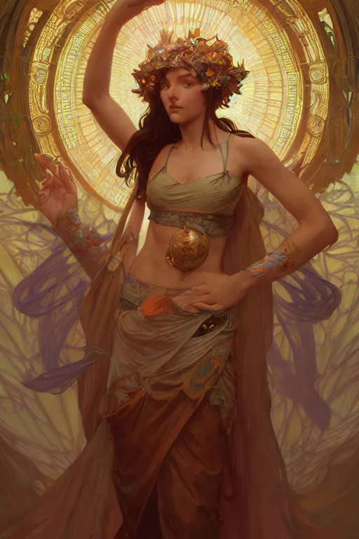 Prompt: goddess of all things good and awesome, only two hands, highly detailed, digital painting, artstation, concept art, smooth, sharp focus, illustration, unreal engine 5, 8 k, art by artgerm and greg rutkowski and edgar maxence and alphonse mucha