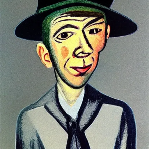 Prompt: high definition portrait of Alfred E Neuman wearing hat by Pablo Picasso