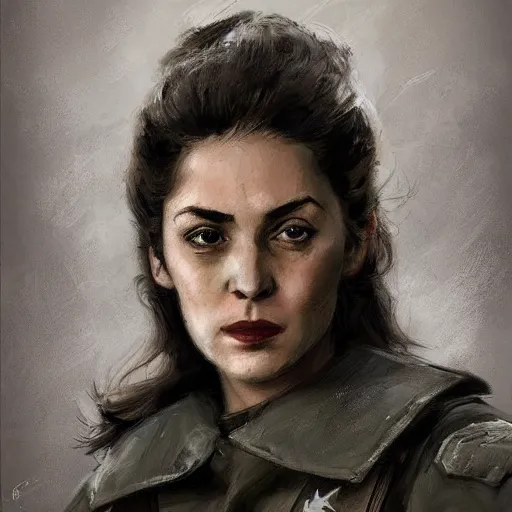 Prompt: portrait of a spanish communist revolutionary marina ginesta, colourised, face portrait, epic, tragic, military art, fantasy, dieselpunk, hd shot, digital portrait, beautiful, artstation, comic style, by artgerm, guy denning, jakub rozalski, magali villeneuve and charlie bowater