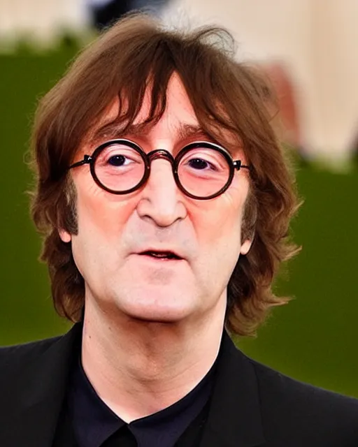 Image similar to genetic combination of john lennon and paul mccartney, photographed at met gala, dynamic lighting, ultra detailed