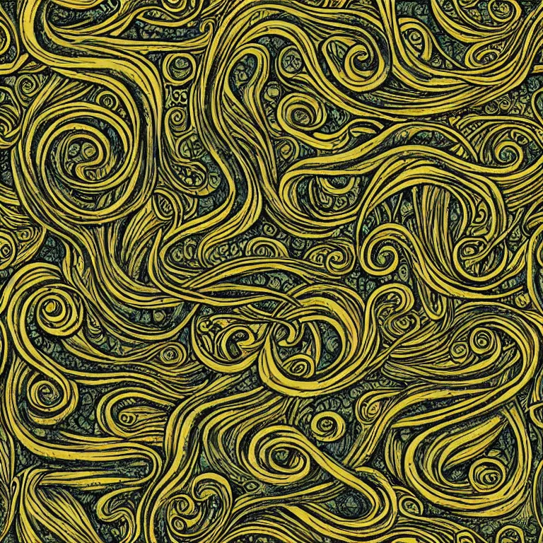 Prompt: lovecraftian seamless pattern by beksisnki, jean delville,