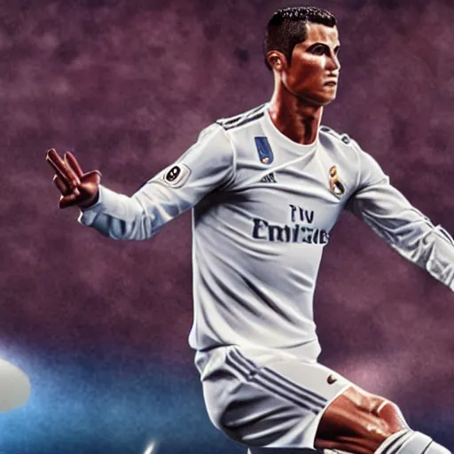 Image similar to 3d render of cristiano Ronaldo, 4k hyper realistic,