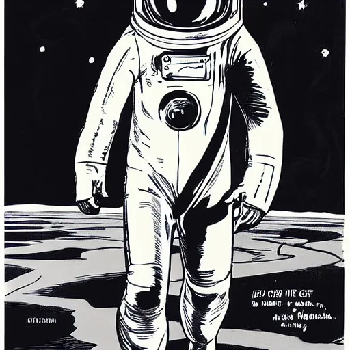 Prompt: astronaut suit concept art, realistic, by wally wood