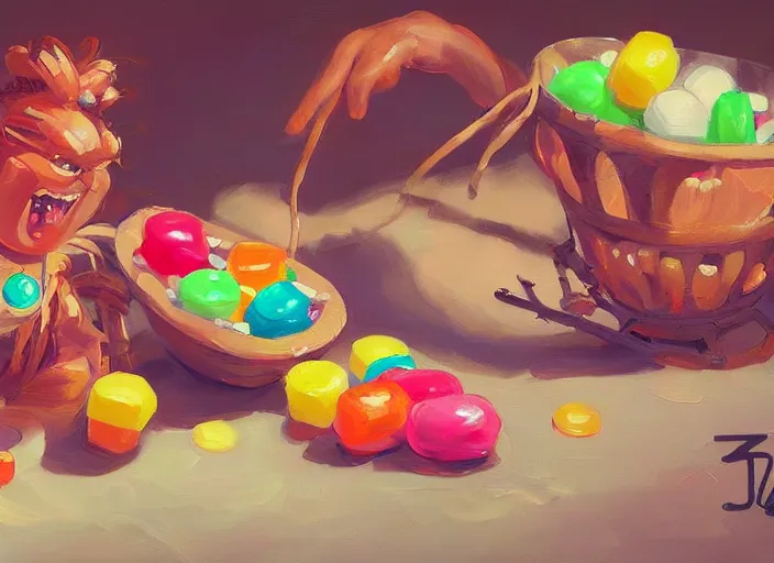 Prompt: concept art for a game candy themed, oil painting by jama jurabaev, extremely detailed, brush hard, artstation, for aaa game, high quality, brush stroke