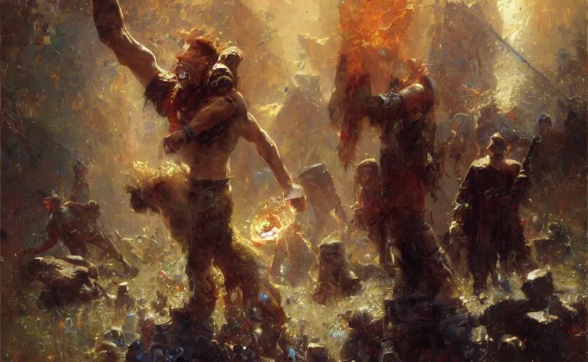 Image similar to Herobrine breaking the reality,insanity, painting by Gaston Bussiere, Craig Mullins