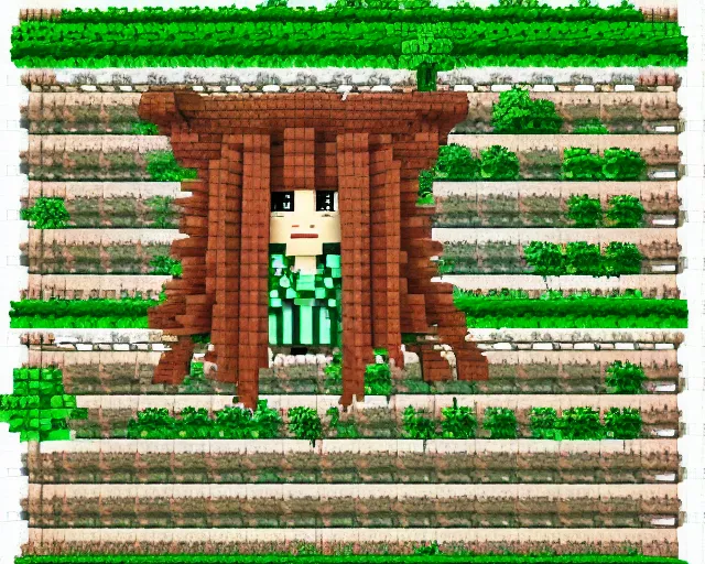 Prompt: an anime dryad in minecraft, grimoire of gaia