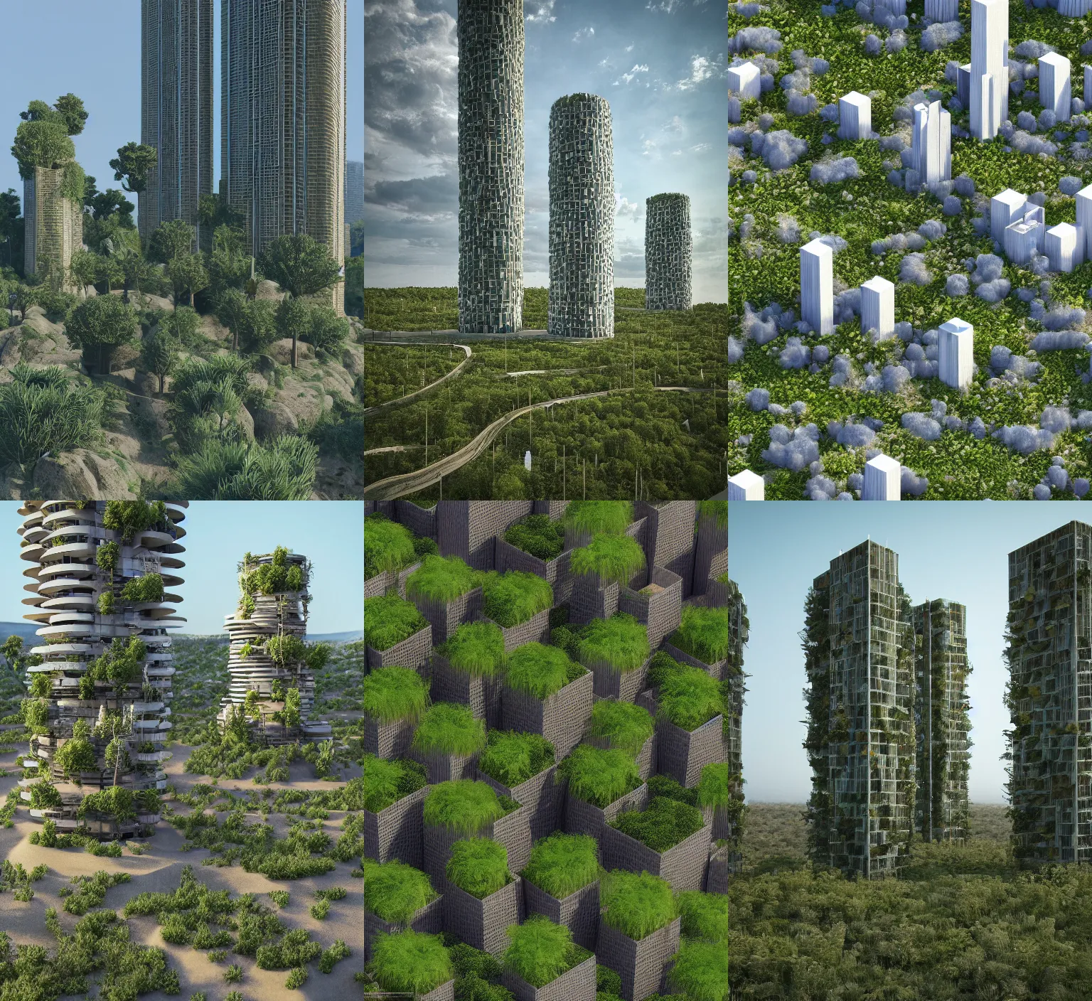 Prompt: tall eco towers living apartments and green plant levels in the barran rocky desert, detailed textures, micro details, post processing, photo realism, octane render, hyperrealistic , Octane render, disffuse lighting, Ray Tracing, 8k