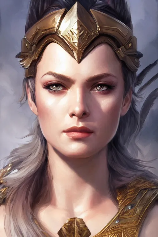 Image similar to amazon valkyrie athena, d & d, fantasy, portrait, highly detailed, headshot, digital painting, trending on artstation, concept art, sharp focus, illustration, art by artgerm and greg rutkowski and magali villeneuve