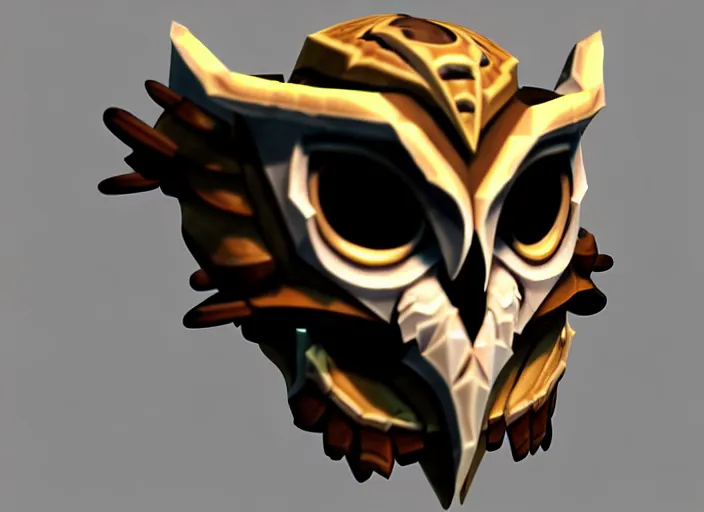 Image similar to owl skull mask, stylized stl, 3 d render, activision blizzard style, hearthstone style, darksiders art style