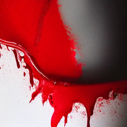 Prompt: dripping red paint across the shape of a female human, realistic , high detail, on a white background