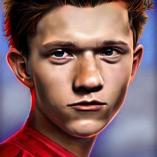 Image similar to tom holland close up face, photorealistic