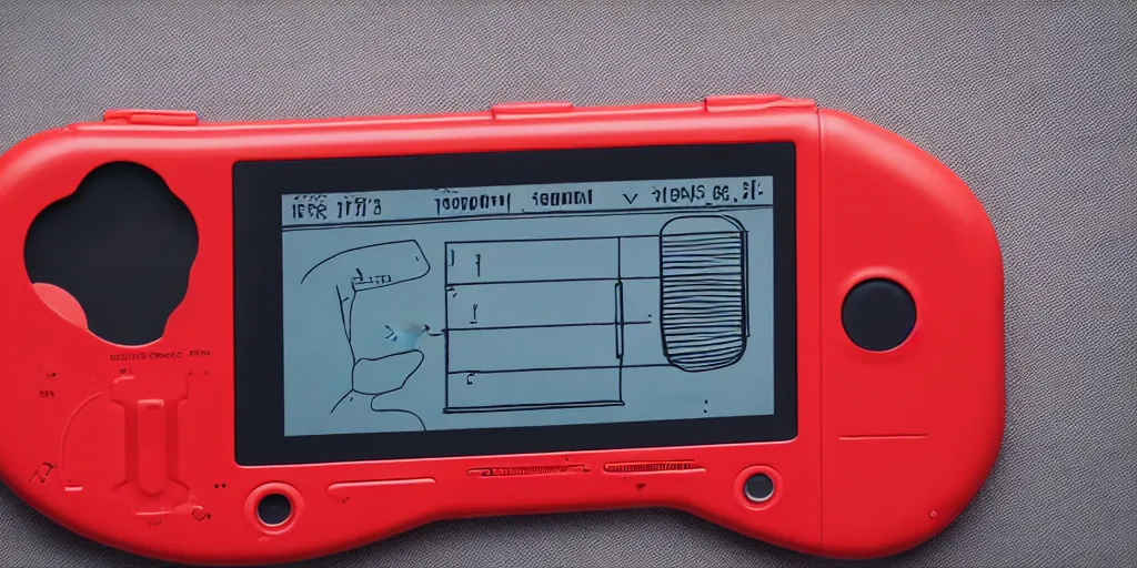 Image similar to heart monitor films on a wide red gameboy handheld console