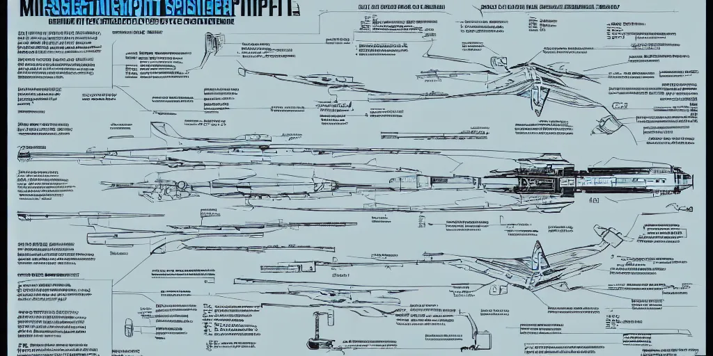 Image similar to detailed infographic blueprint of a messenger spaceship in the style of eve online