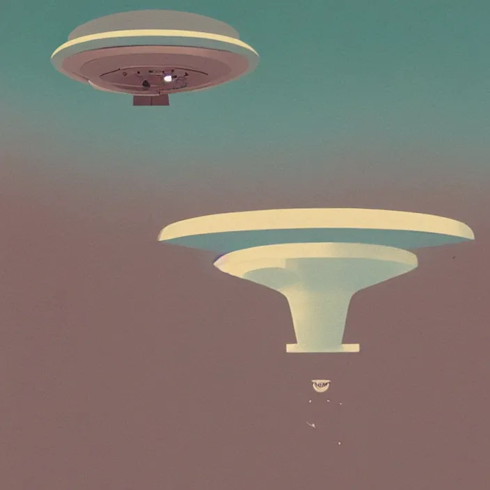 Image similar to a hovering UFO ,painting by Hsiao-Ron Cheng,