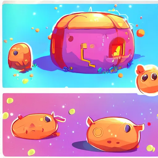 Image similar to Slime Rancher art style city concept art