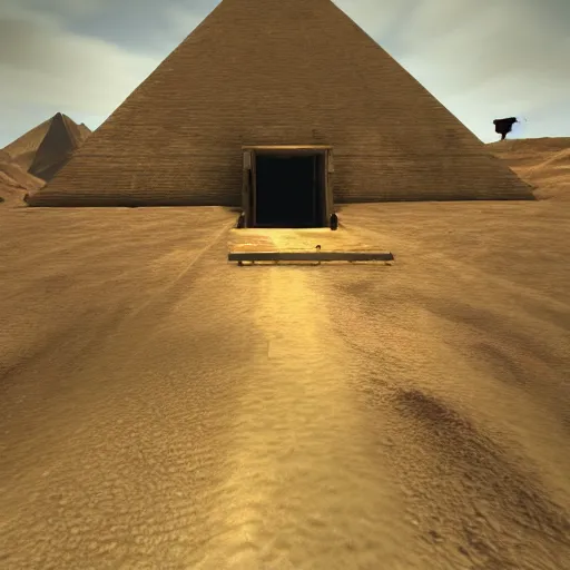 Prompt: a red pyramid in a video game