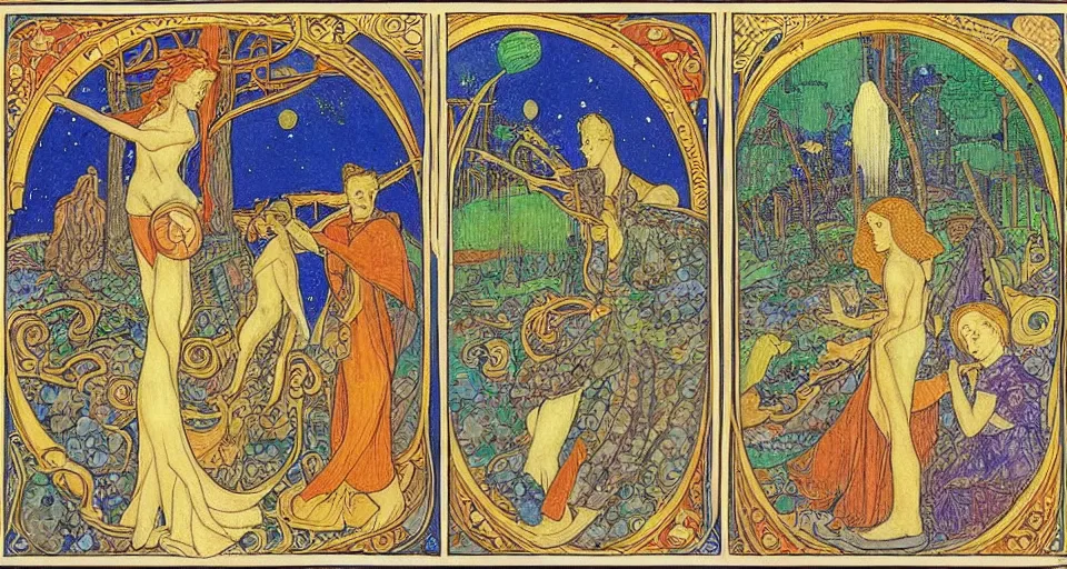 Image similar to the two complementary forces that make up all aspects and phenomena of life, by Ivan Bilibin,