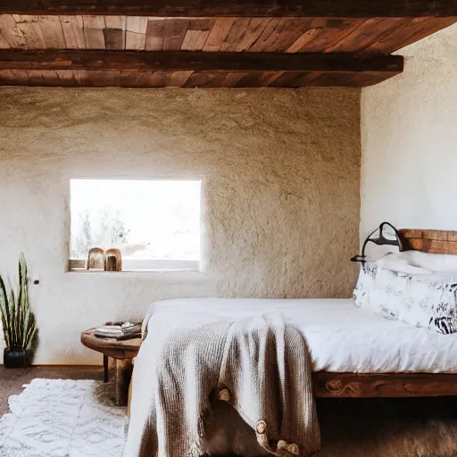 Image similar to bohemian minimalistic rustic bedroom topanga canyon photograph