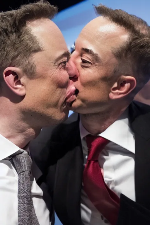 Image similar to elon musk kissing jeff bezos