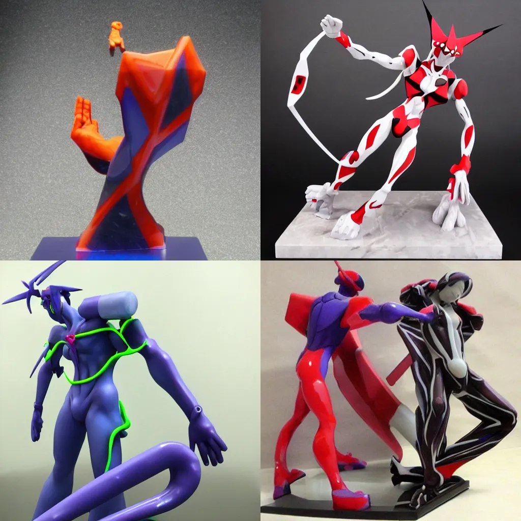 Prompt: marble sculpture of Neon Genesis Evangelion